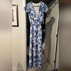 Floral Blue and White Maxi Dress